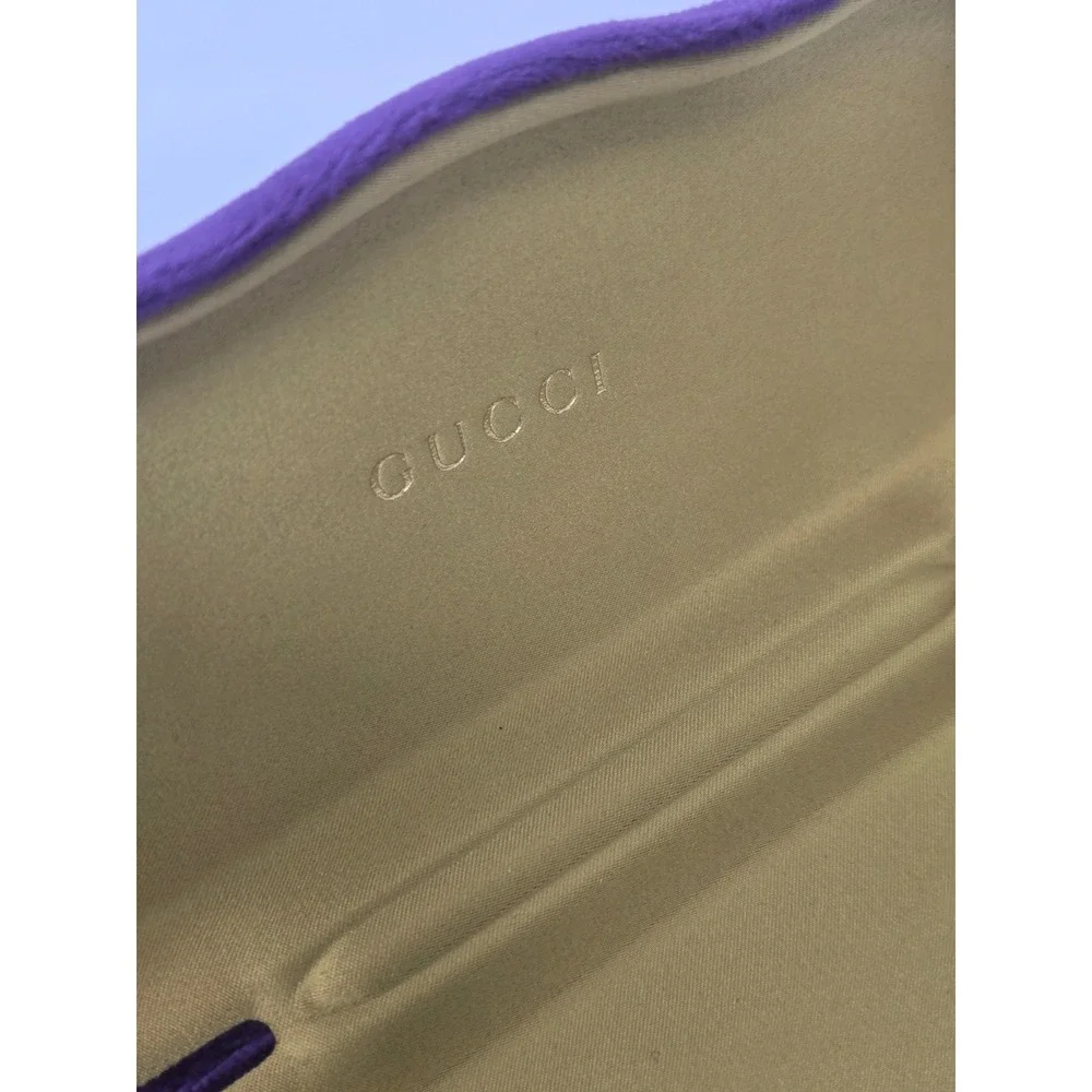 Gucci Purple Velvet Hard Glasses Case and Satin Dust Bag Set